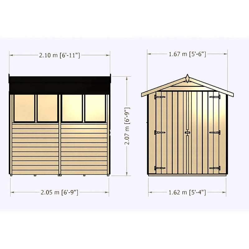 Shire Dip Treated Overlap Shed Double Door (7x5) OVED0705DOL-1AA 5060437981629 - Outside Store