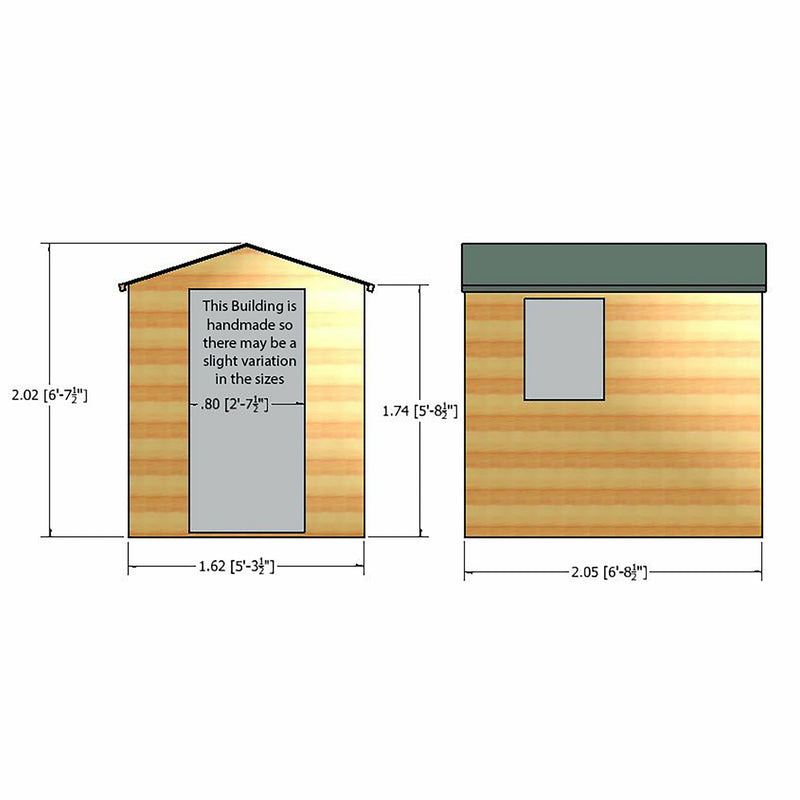 Shire Shiplap Pent Apex Single Door (7x5) APEX0705DSL-1AA 5060437981742 - Outside Store