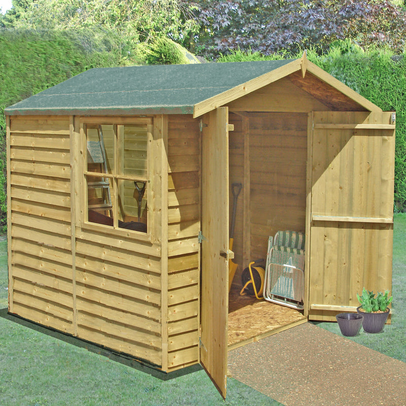 Shire Pressure Treated Overlap Shed Double Door (7x7) OVED0707POL-1AA 5060490130170 - Outside Store