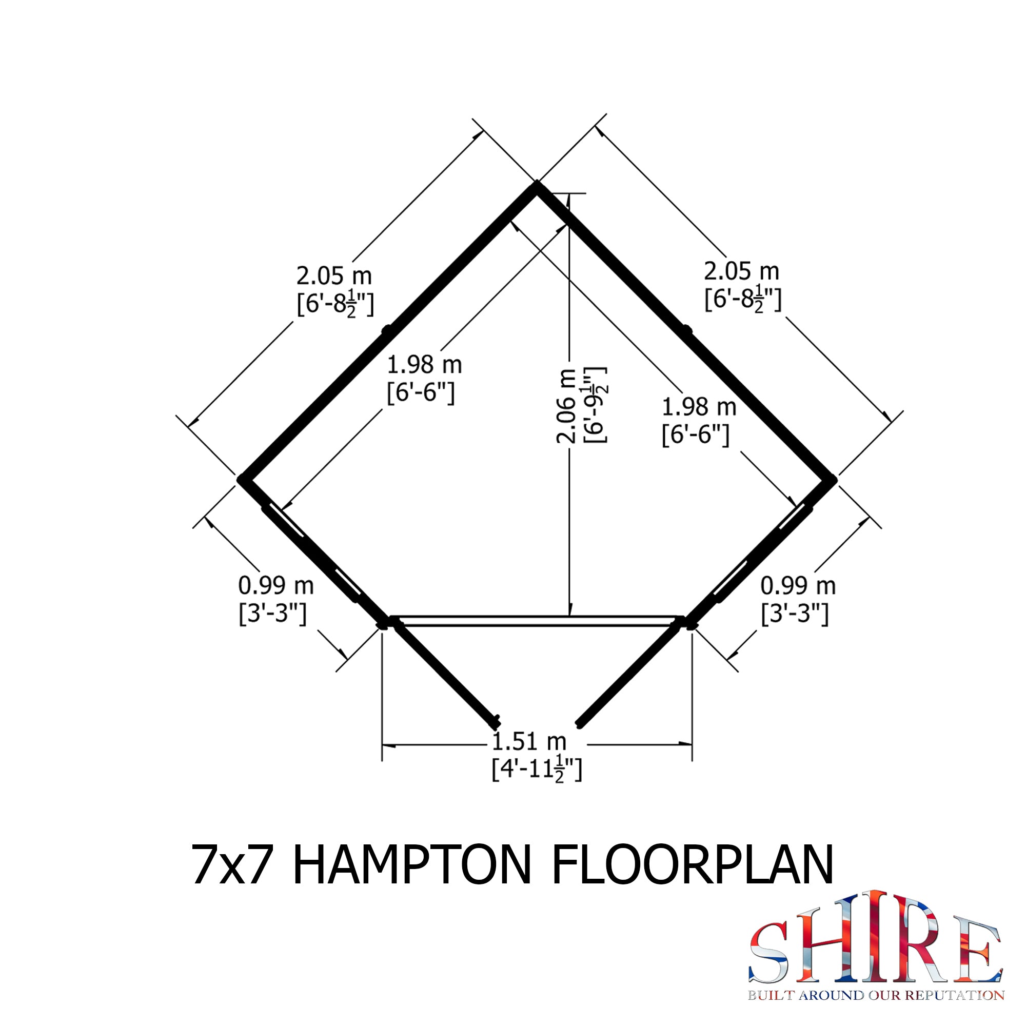 Shire Hampton Corner Summerhouse (7x7) HAMP0707DSL-1AA 5060437982015 - Outside Store