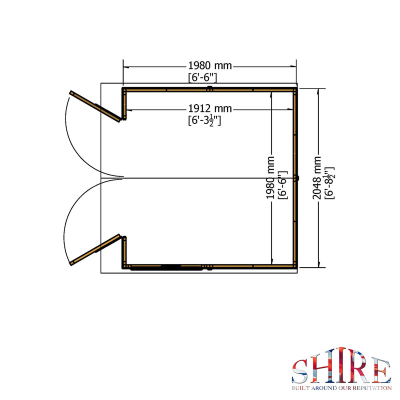 Shire Pressure Treated Overlap Shed Double Door (7x7) OVED0707POL-1AA 5060490130170 - Outside Store