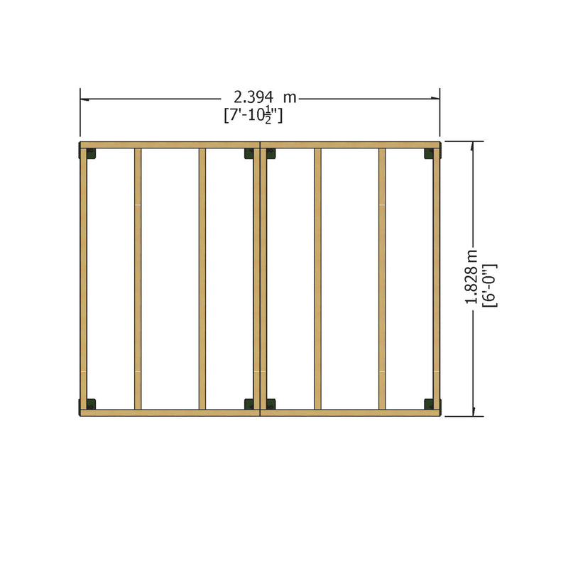 Shire Pressure Treated Premium Overlap Range Double Door No Windows (8x6) OVED0806POL-1AA 5060437984293 - Outside Store