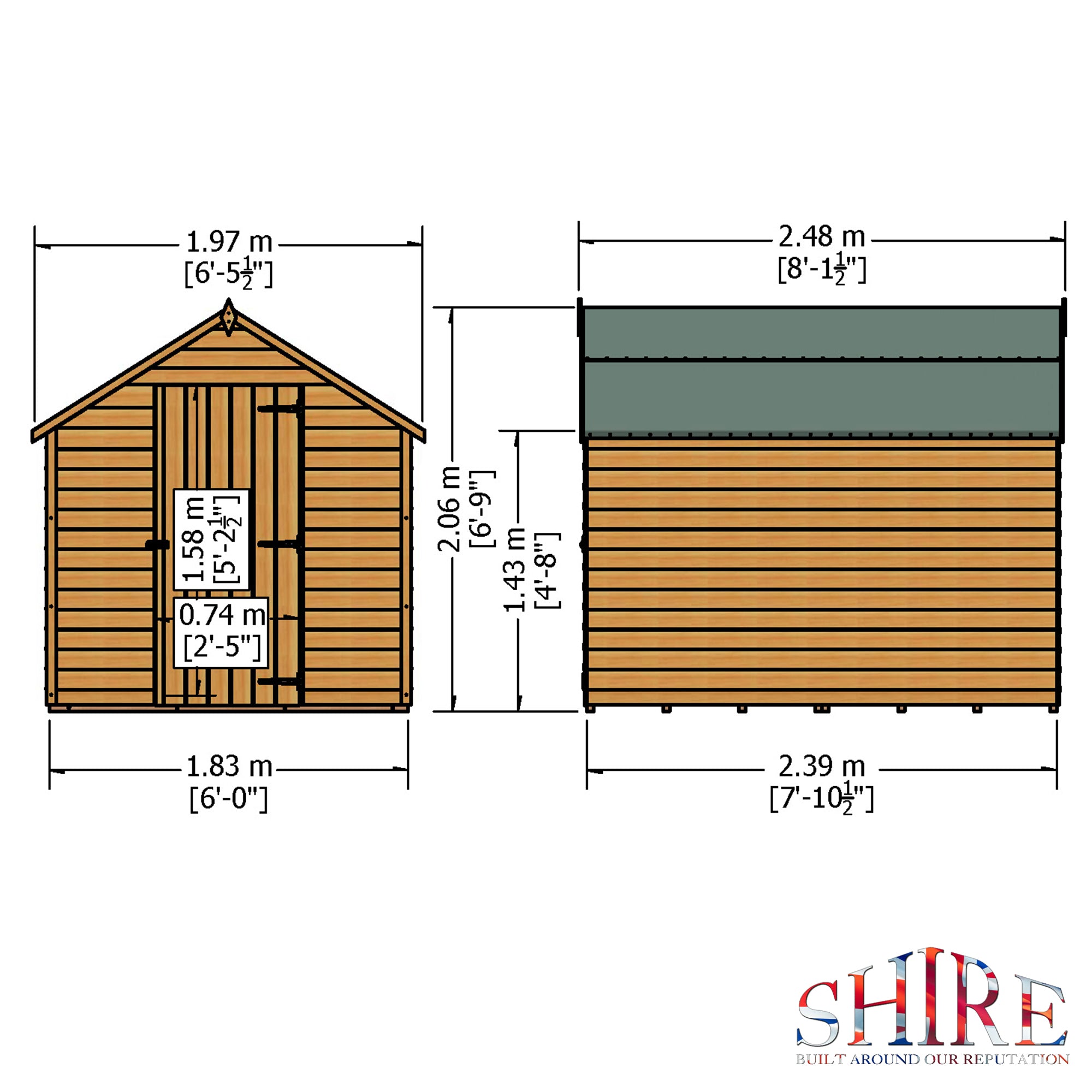 Shire Dip Treated Overlap Value Shed Single Door (8x6) OVEV0806DOL-1AA 5060490131702 - Outside Store