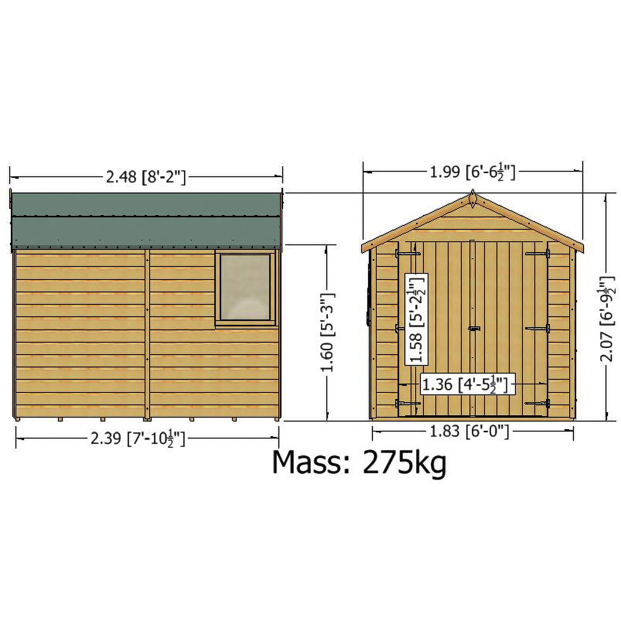 Shire Warwick Shed Double Door (8x6) WARW0806DSL-1AA 5060737981766 - Outside Store