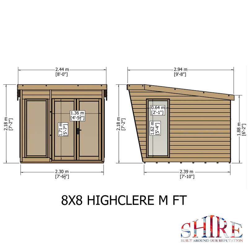 Shire Highclere Summerhouse (8x8) HIGH0808DSL-1AA 5060490131306