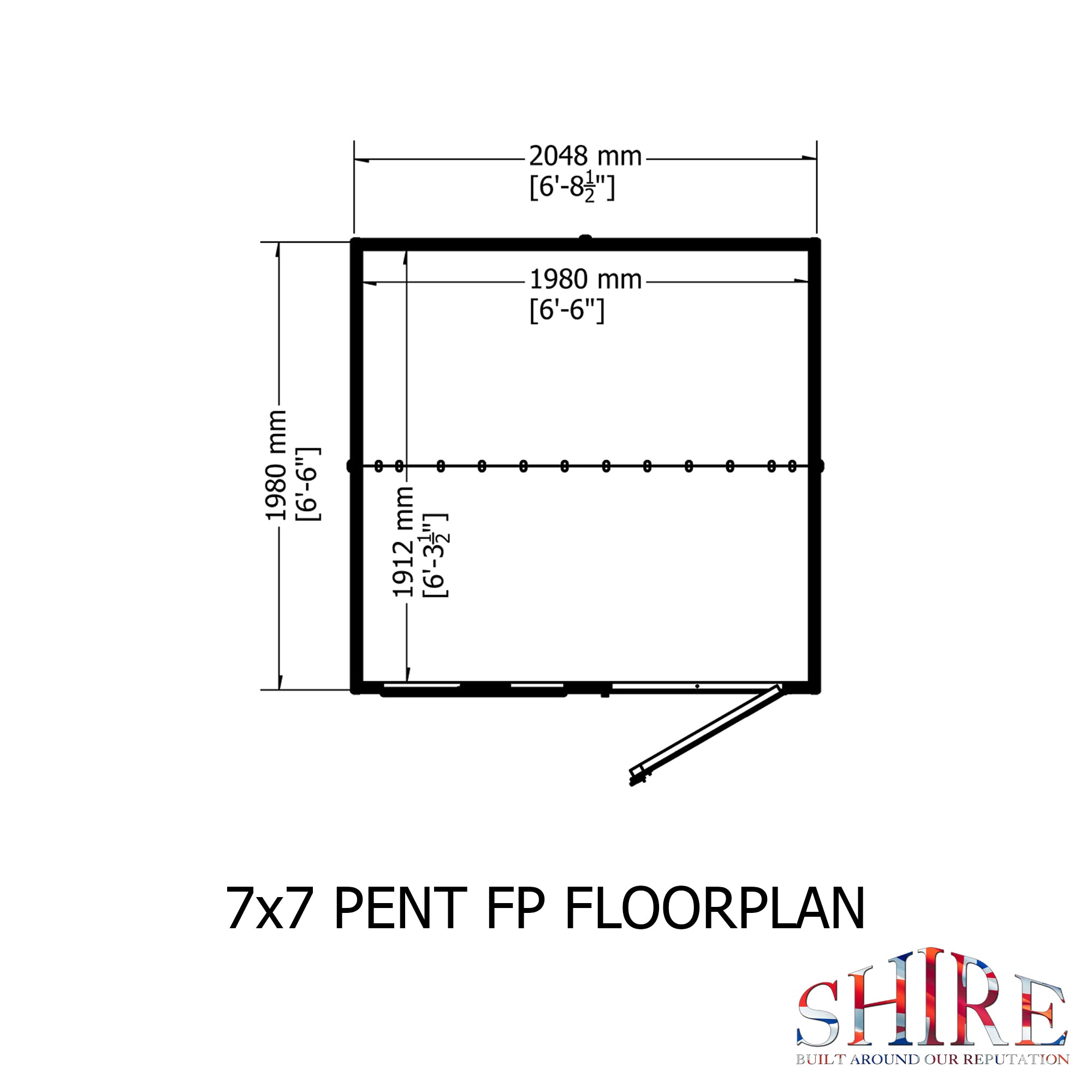 Shire Pent Shed (7x7) PENT0707DSL-1AA 5060437981780 - Outside Store