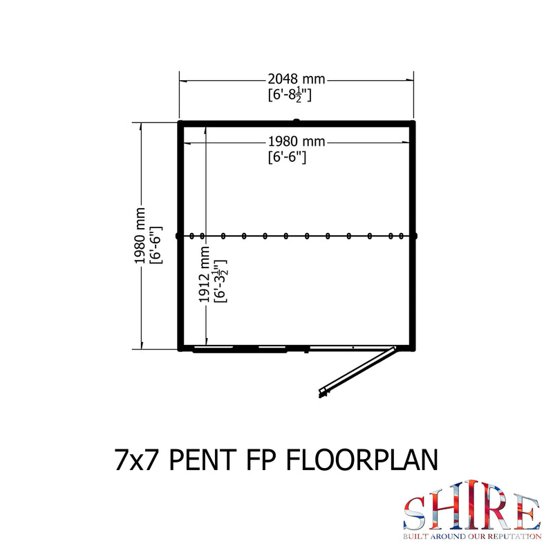 Shire Pent Shed (7x7) PENT0707DSL-1AA 5060437981780 - Outside Store