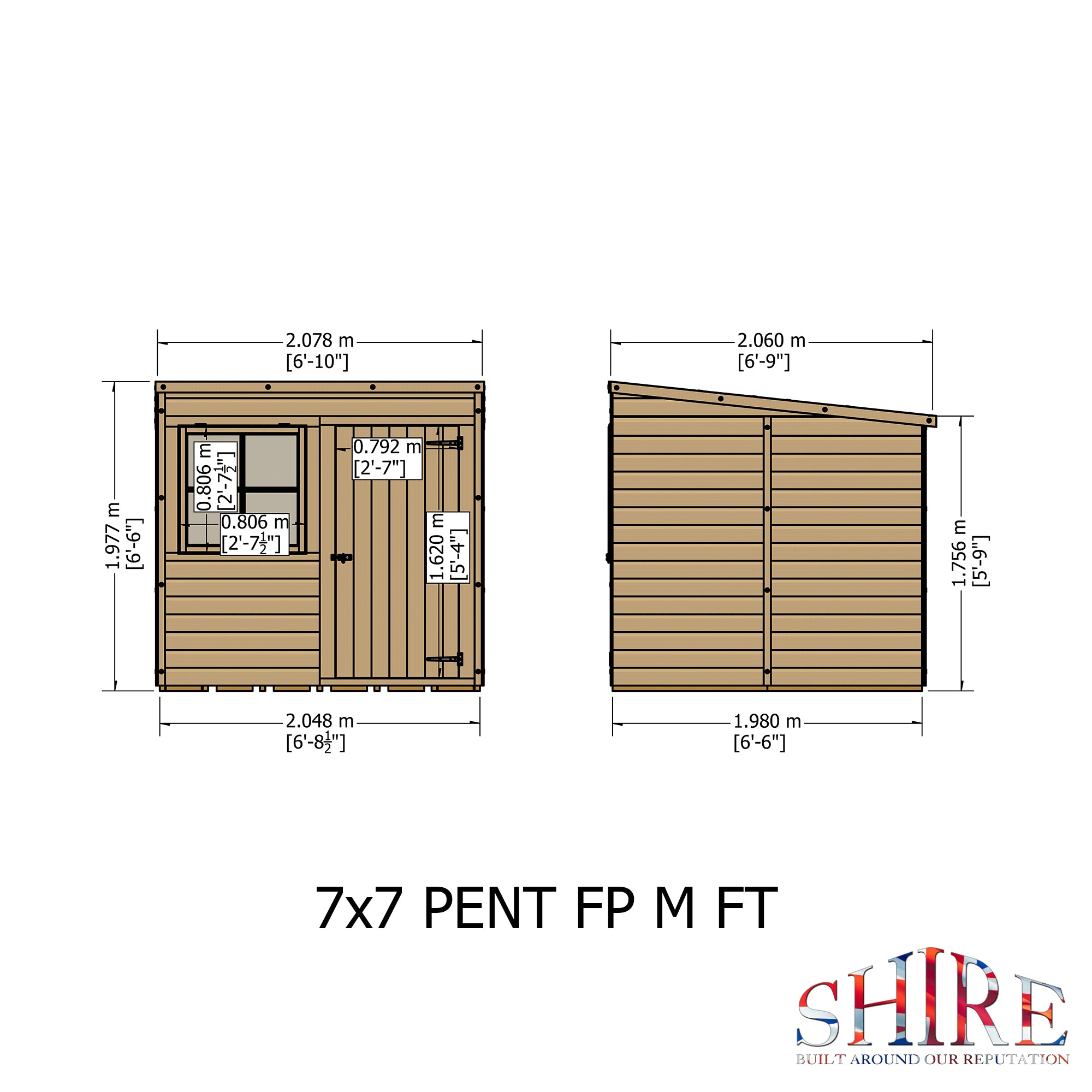 Shire Pent Shed (7x7) PENT0707DSL-1AA 5060437981780 - Outside Store