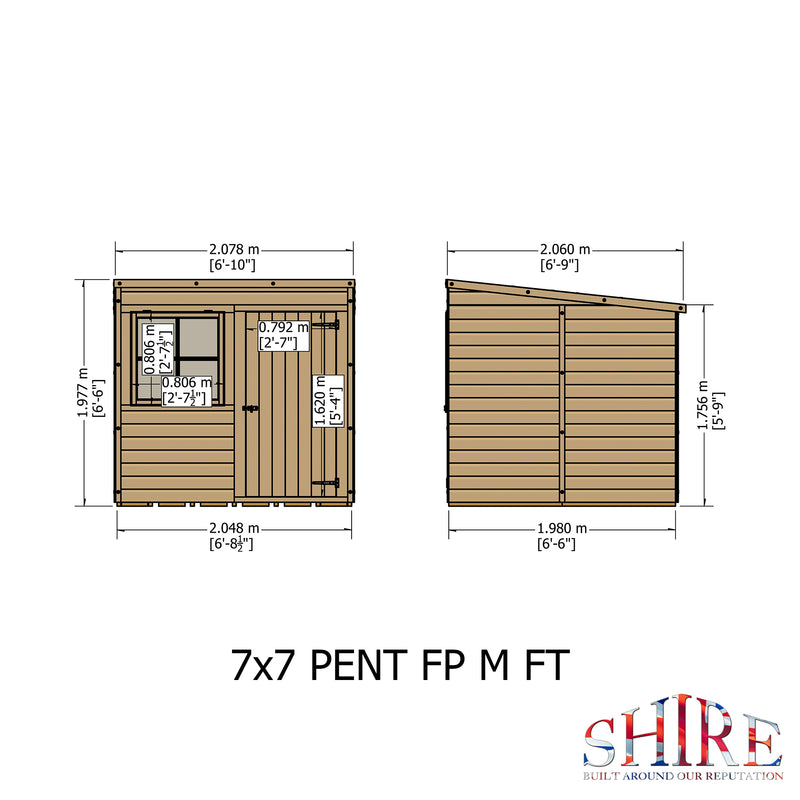 Shire Pent Shed (7x7) PENT0707DSL-1AA 5060437981780 - Outside Store