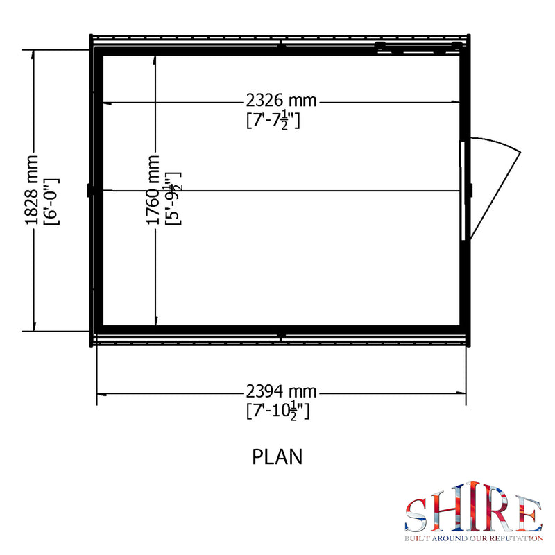 Shire Durham Shed Single Door (8x6) DURH0806DSL-1AA 5060437981759 - Outside Store