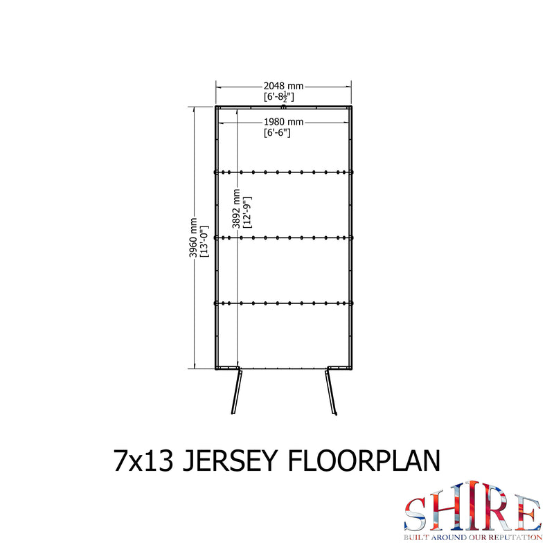 Shire Jersey Pressure Treated Shiplap Range Shed Double Door (7x13) JERS0713PSL-1AA 5060490130224 - Outside Store