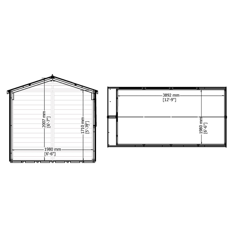 Shire Jersey Pressure Treated Shiplap Range Shed Double Door (7x13) JERS0713PSL-1AA 5060490130224 - Outside Store