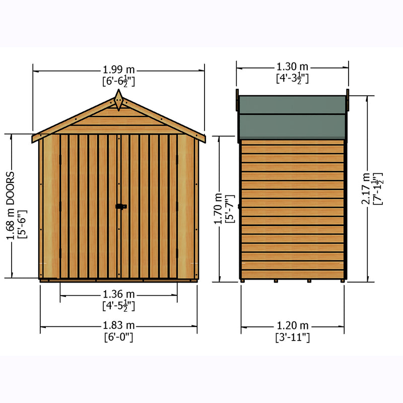 Shire Pressure Treated Overlap Shed Double Door (4x6) OVED0406POL-1AA 5060490130163 - Outside Store