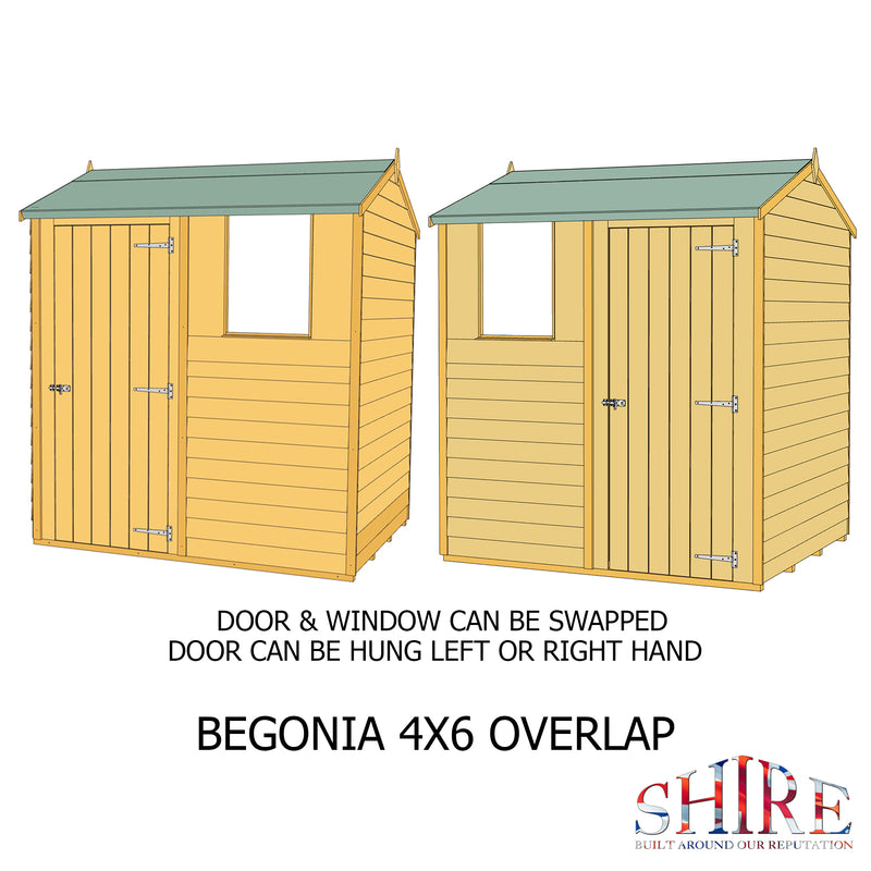 Shire Dip Treated Overlap Shed Single Door Reverse Apex (6x4) OVSR0604DOL-1AA 5060490134468 - Outside Store