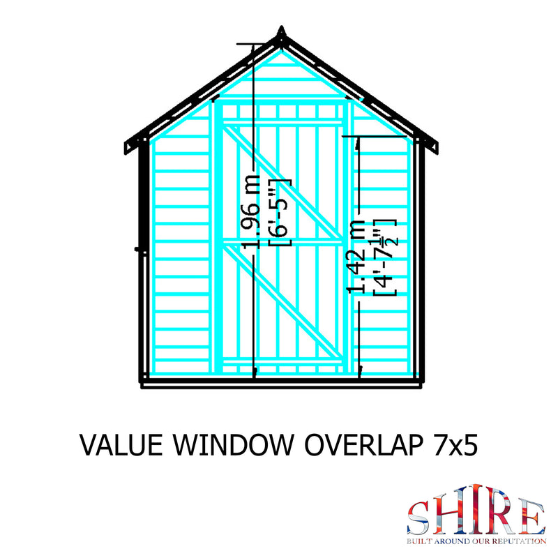 Shire Dip Treated Overlap Value Shed Single Door With Window (7x5) OVSW0705DOL-1AA 5060490134512 - Outside Store