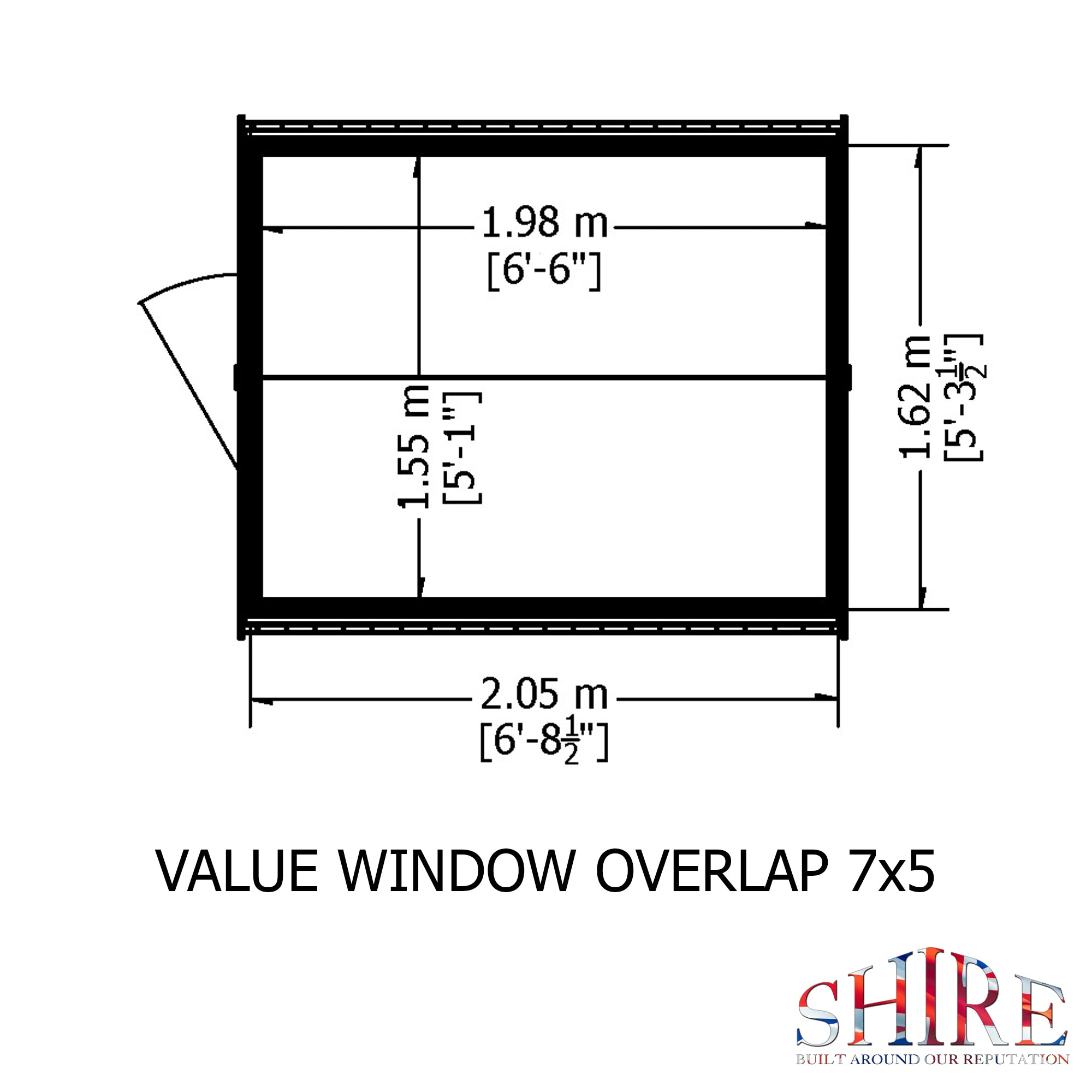 Shire Dip Treated Overlap Value Shed Single Door With Window (7x5) OVSW0705DOL-1AA 5060490134512 - Outside Store