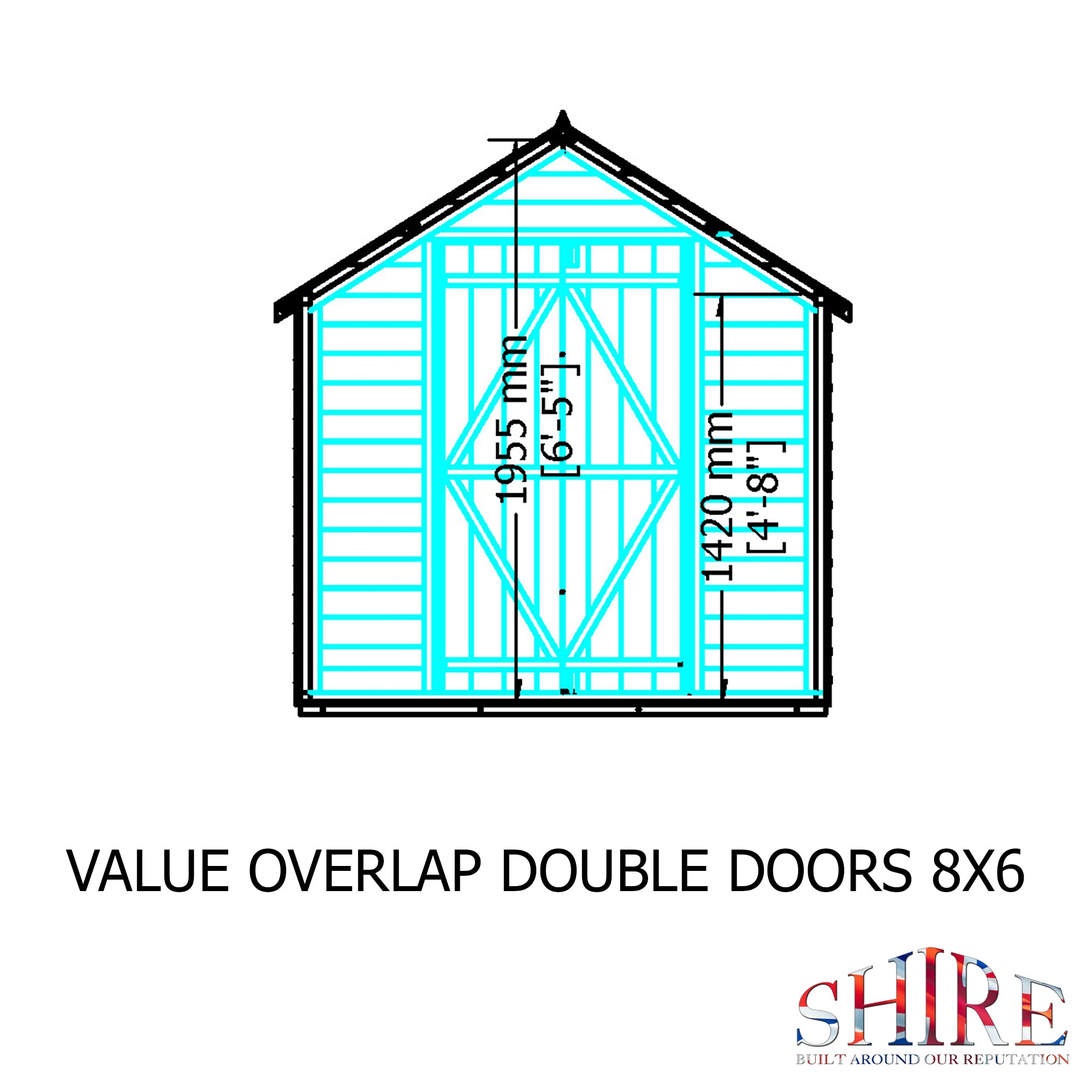 Shire Dip Treated Overlap Value Shed Double Door No Window (8x6) OVDV0806DOL-1AA 5060490134444 - Outside Store