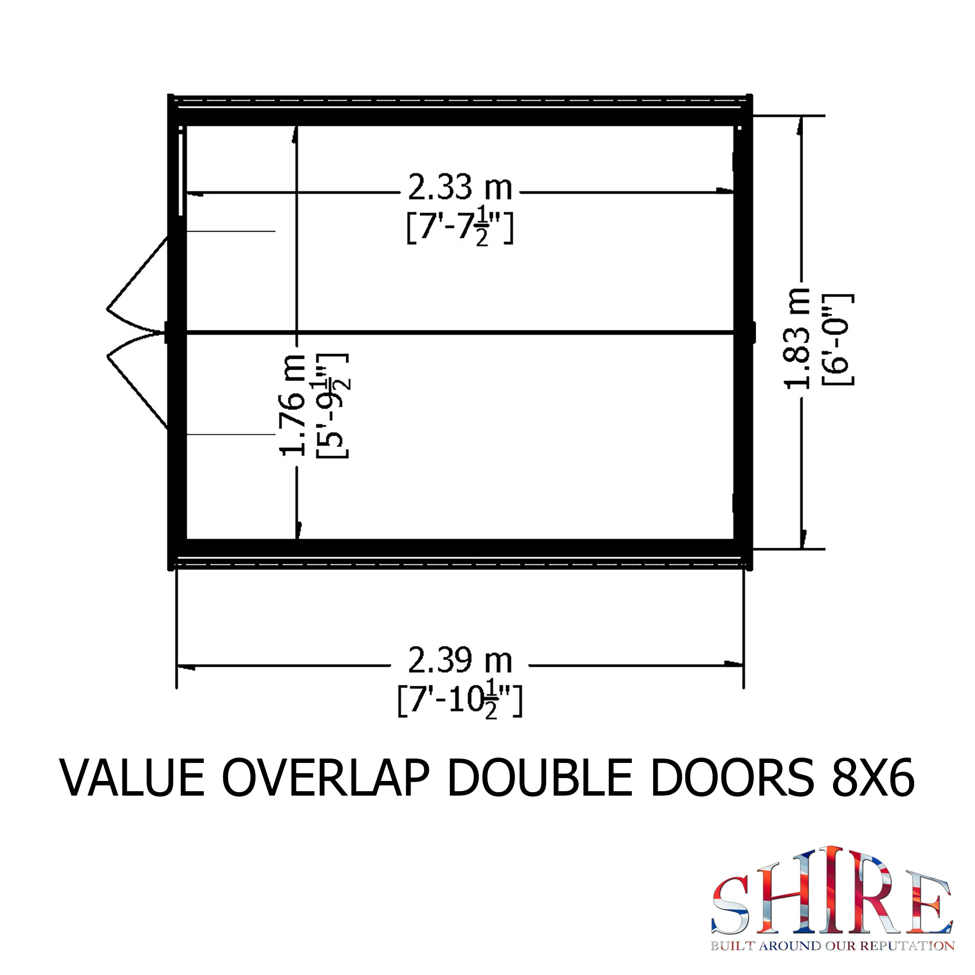 Shire Dip Treated Overlap Value Shed Double Door No Window (8x6) OVDV0806DOL-1AA 5060490134444 - Outside Store