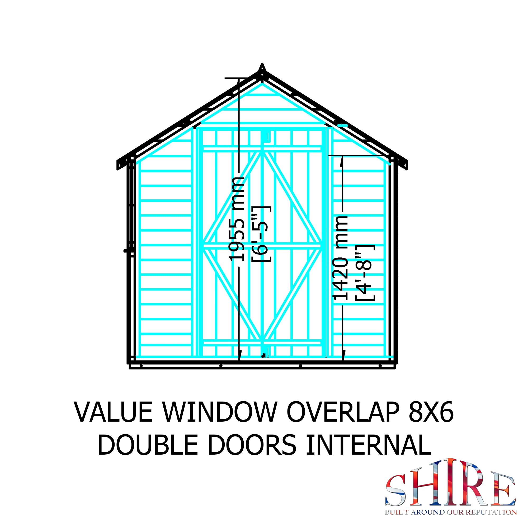 Shire Dip Treated Overlap Value Shed Double Door With Window (8x6) ODVW0806DOL-1AA 5060490134451 - Outside Store