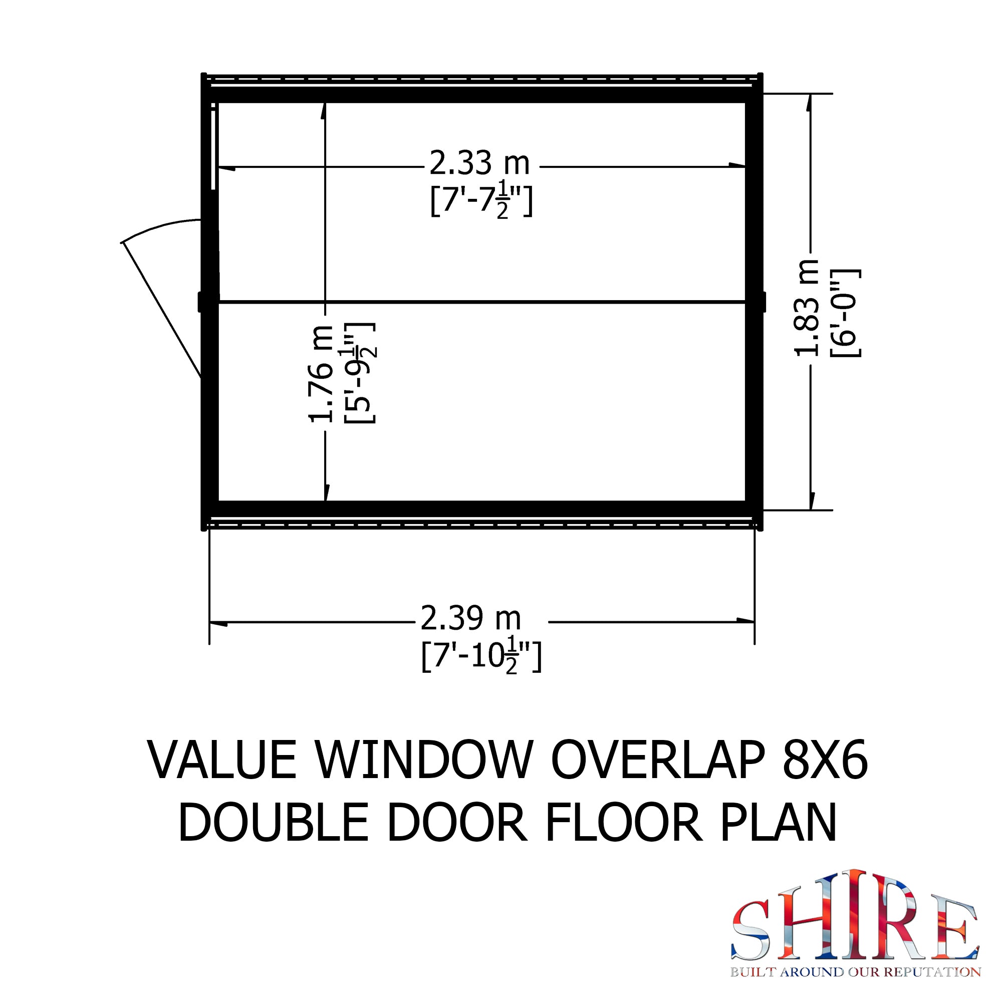 Shire Dip Treated Overlap Value Shed Double Door With Window (8x6) ODVW0806DOL-1AA 5060490134451 - Outside Store