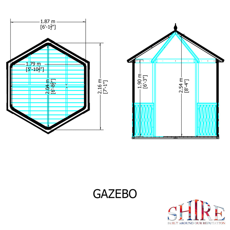 Shire Gazebo Pressured Treated Summerhouse (7x6) GSHE0606PSL-1AA 5060490133447