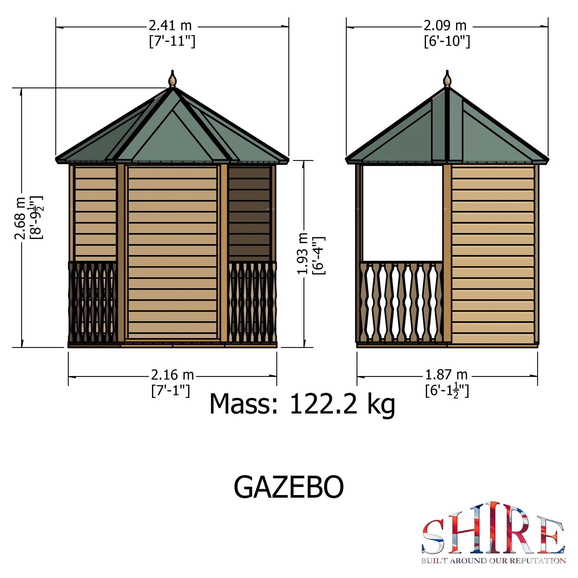 Shire Gazebo Pressure Treated Arbour GAZE0706DSL-1AA 5060437982213