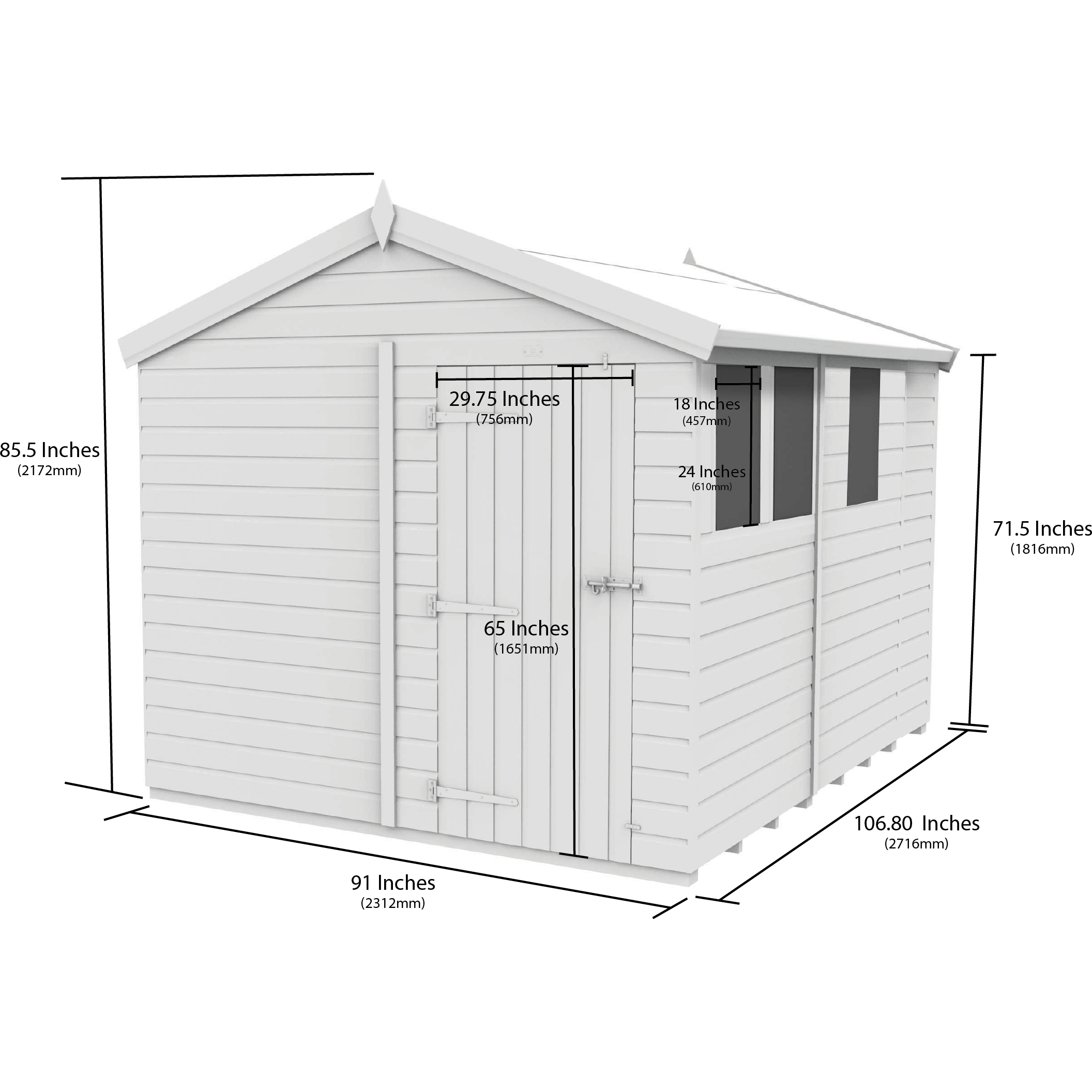 Total Sheds (8x9) Pressure Treated Apex Shed