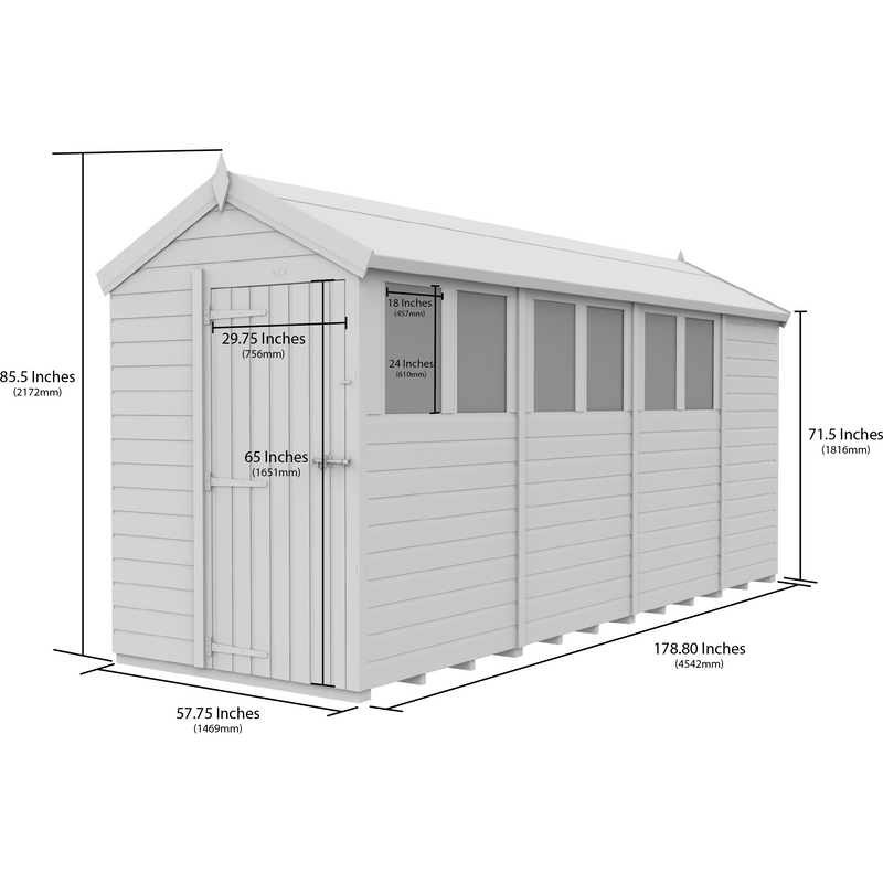 Total Sheds (5x15) Pressure Treated Apex Shed