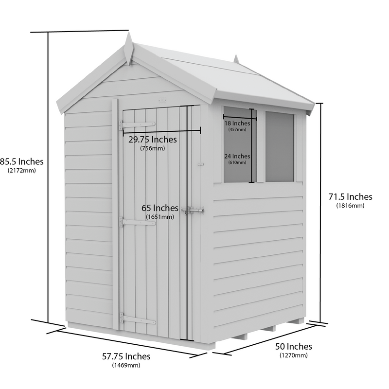 Total Sheds (5x4) Pressure Treated Apex Shed