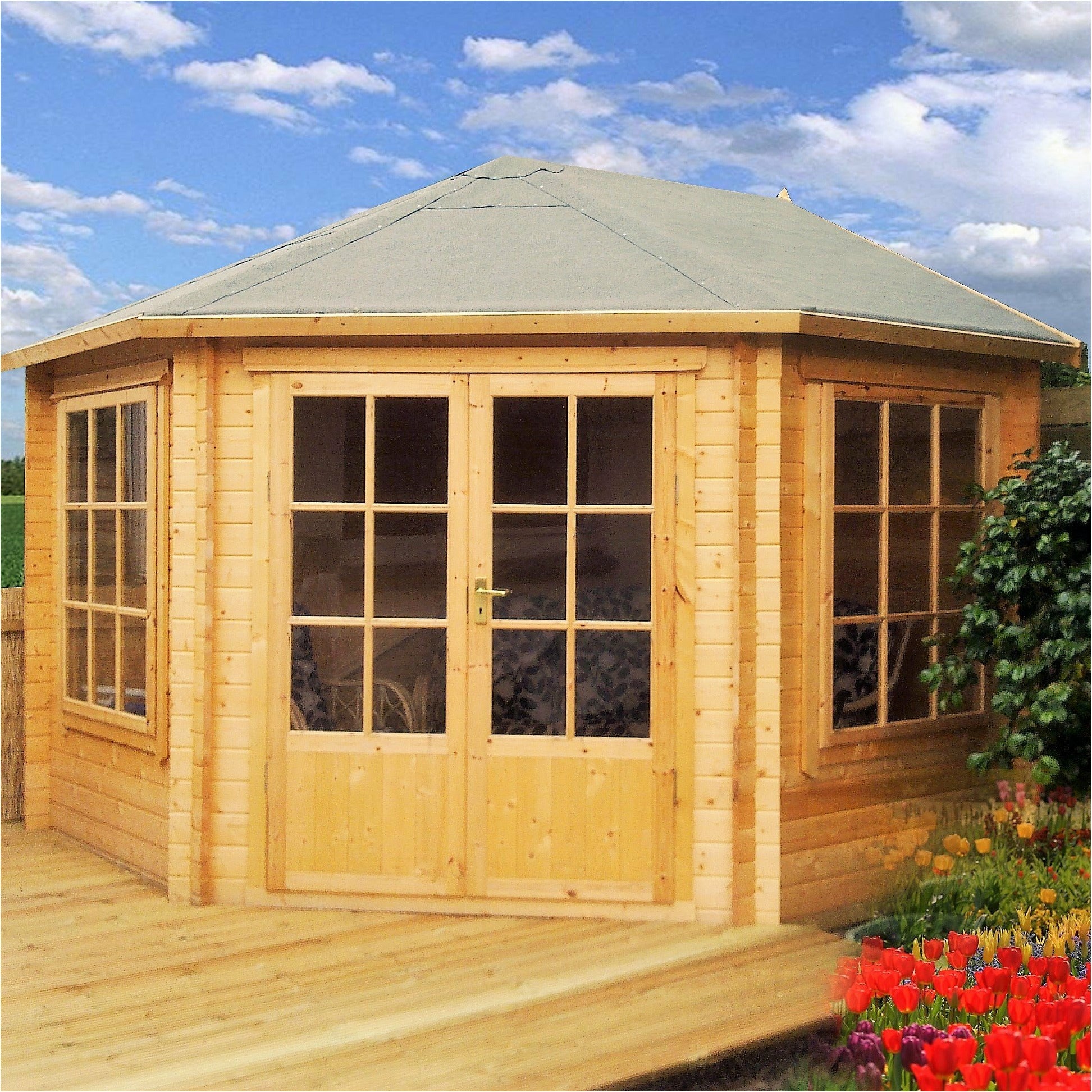 Shire Ardcastle 28mm Corner Log Cabin (10x10) ARDD1010L28-1AA - Outside Store