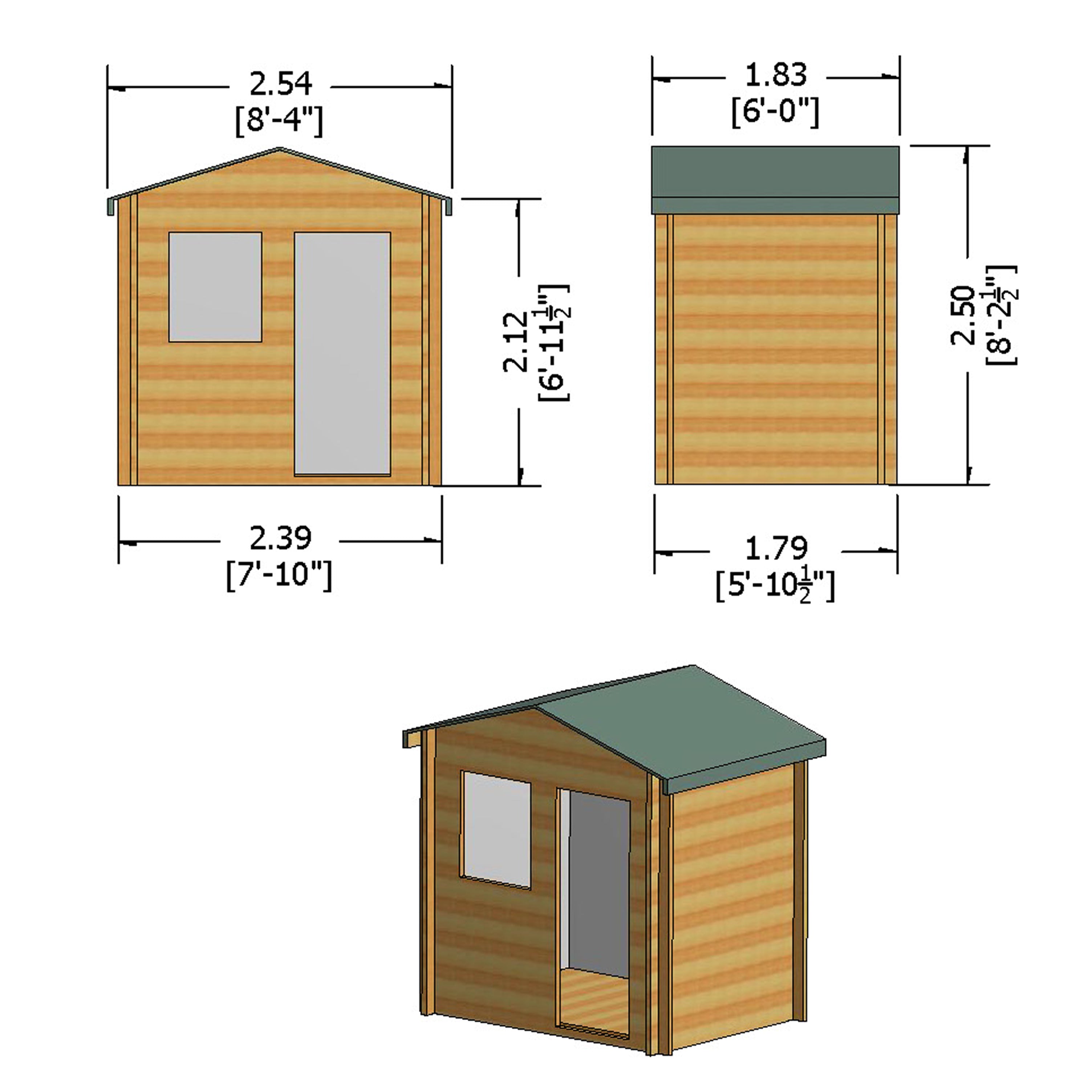 Shire Avesbury (Pembrook) 19mm Log Cabin (8x6)  AVES0806L19-1AA 5060490133324 - Outside Store