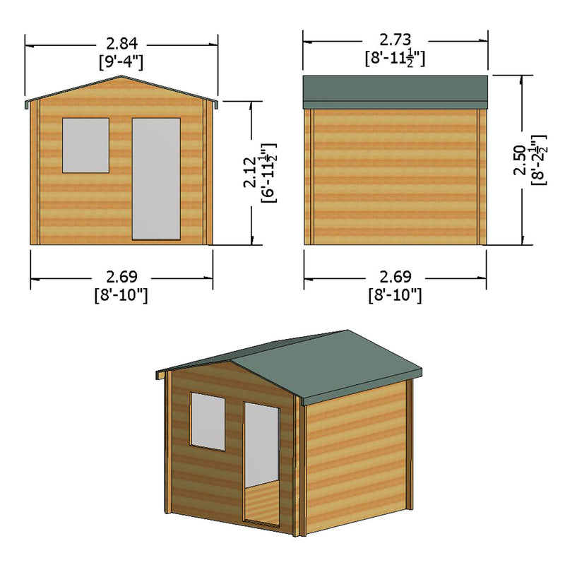 Shire Avesbury 19mm Log Cabin (9x9) AVES0909L19-1AA 5060437988741 - Outside Store