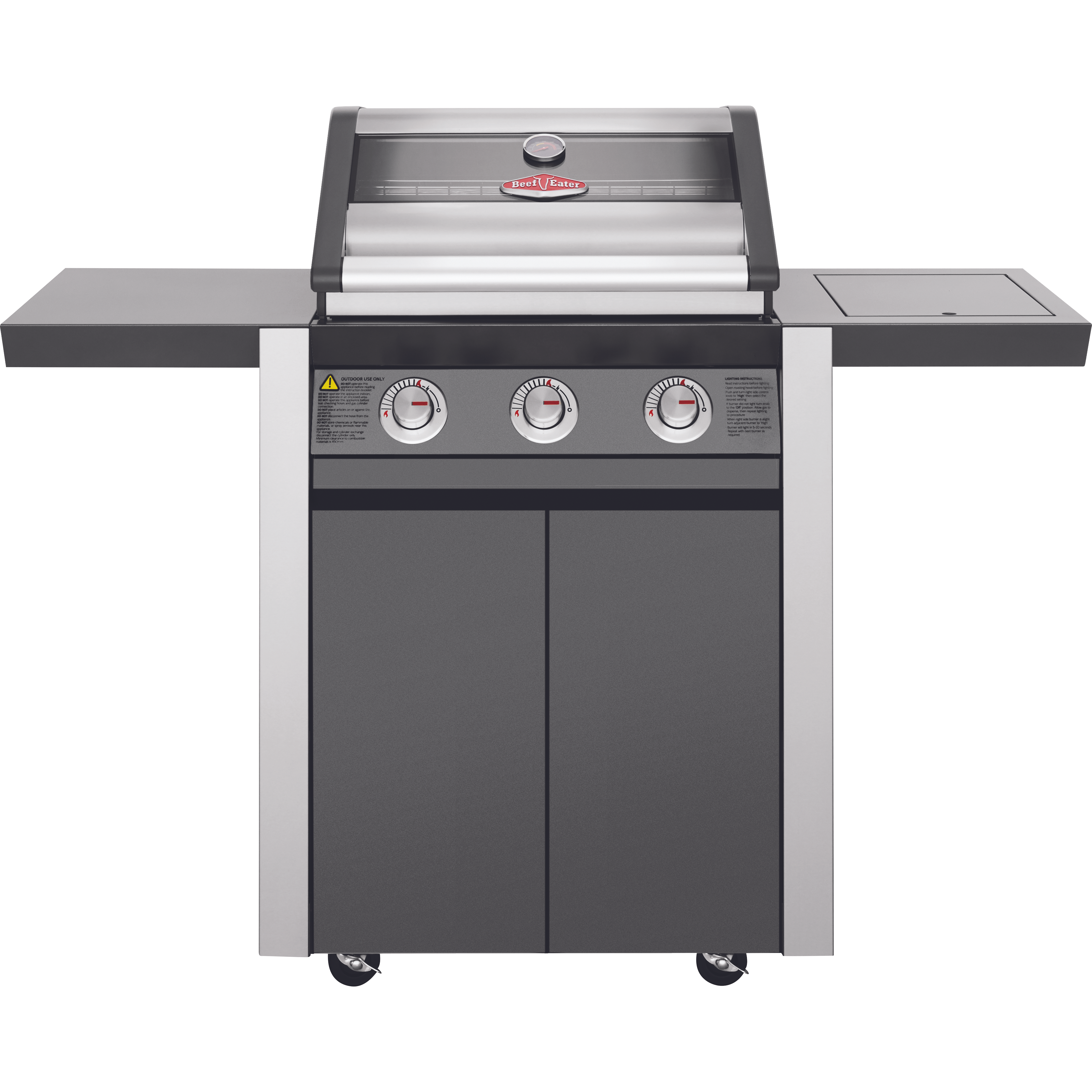 BeefEater 1600E Series - 3 Burner BBQ & Side Burner Trolley (BMG1631BBE 5060912591336)