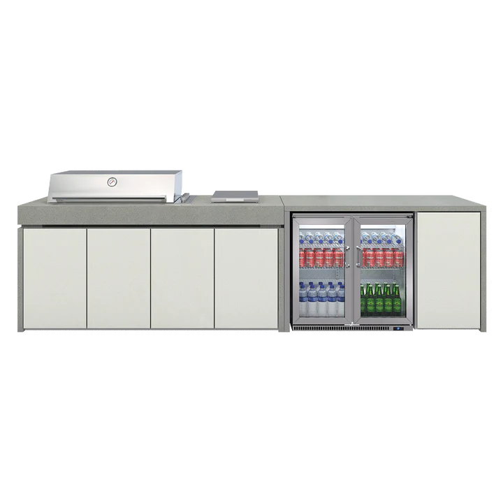 BeefEater Harmony 6 Burner ODK Proline, Side Burner & Double Fridge Pack c/w Proline Roaster, Side Burner & Fridge (BOKP61WGBSH158 5060569417874)