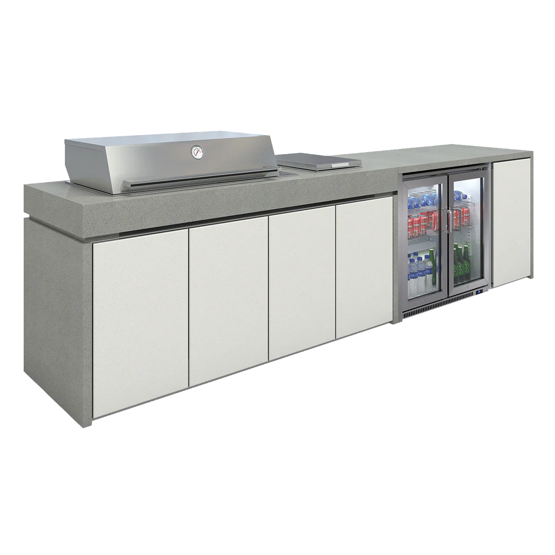 BeefEater Harmony 6 Burner ODK Proline, Side Burner & Double Fridge Pack c/w Proline Roaster, Side Burner & Fridge (BOKP61WGBSH158 5060569417874)