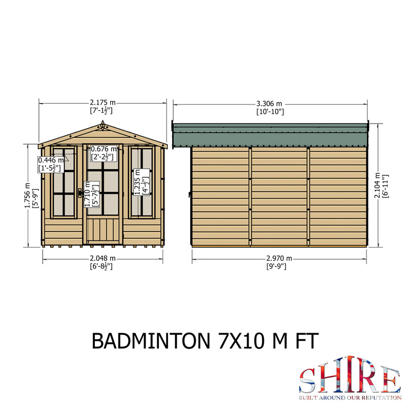 Shire Badminton Summerhouse (7x10) BADM0710DSL-1AA 5060211110184 - Outside Store