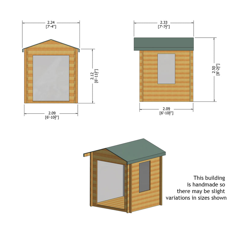 Shire Barnsdale 19mm Log Cabin (7x7) BARS0707L19-1AA 5060437988758 - Outside Store