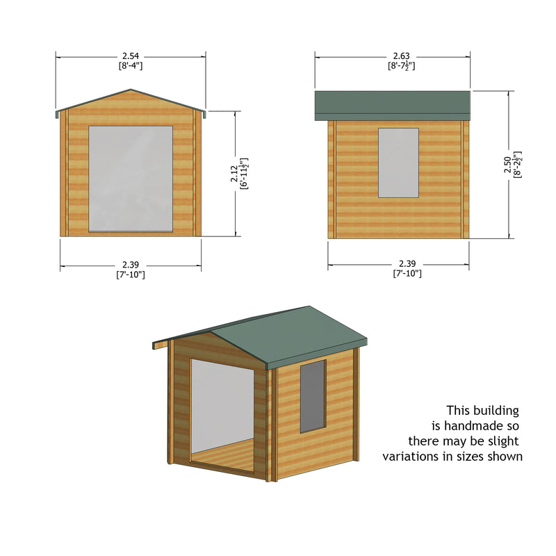 Shire Barnsdale 19mm Log Cabin (8x8) BARS0808L19-1AA 5060437988765 - Outside Store