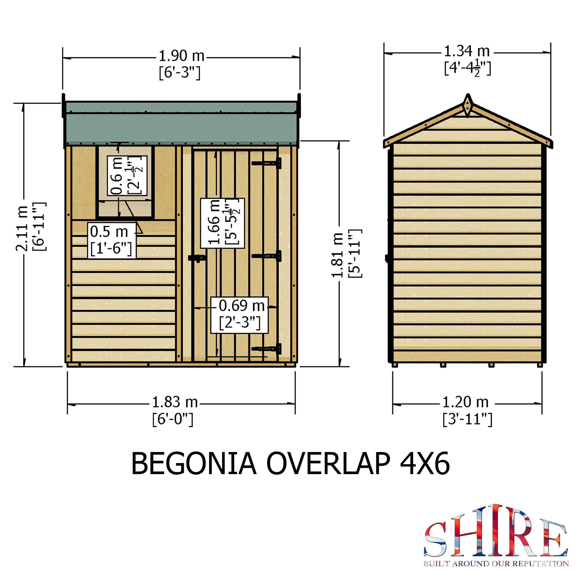 Shire Dip Treated Overlap Shed Single Door Reverse Apex (6x4) OVSR0604DOL-1AA 5060490134468 - Outside Store