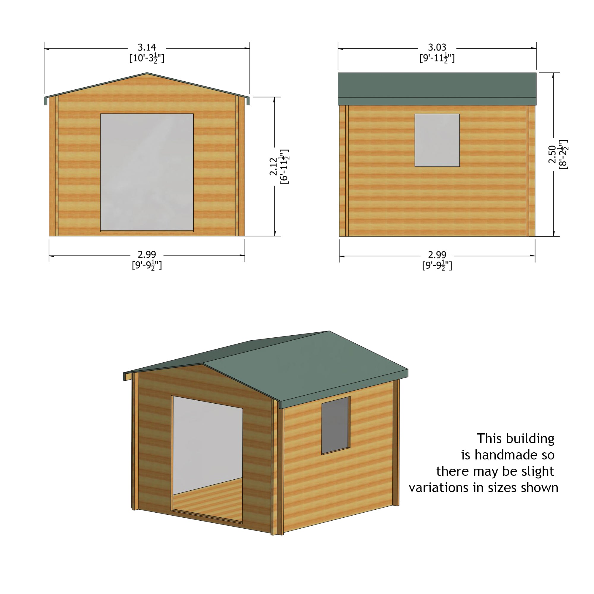 Shire Bradley 19mm Log Cabin (10x10) BRLY1010L19-1AA - Outside Store