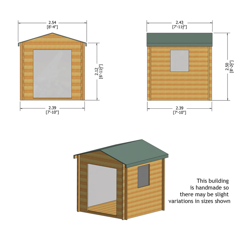 Shire Bradley 19mm Log Cabin (8x8) BRLY0808L19-1AA 5060437984491 - Outside Store