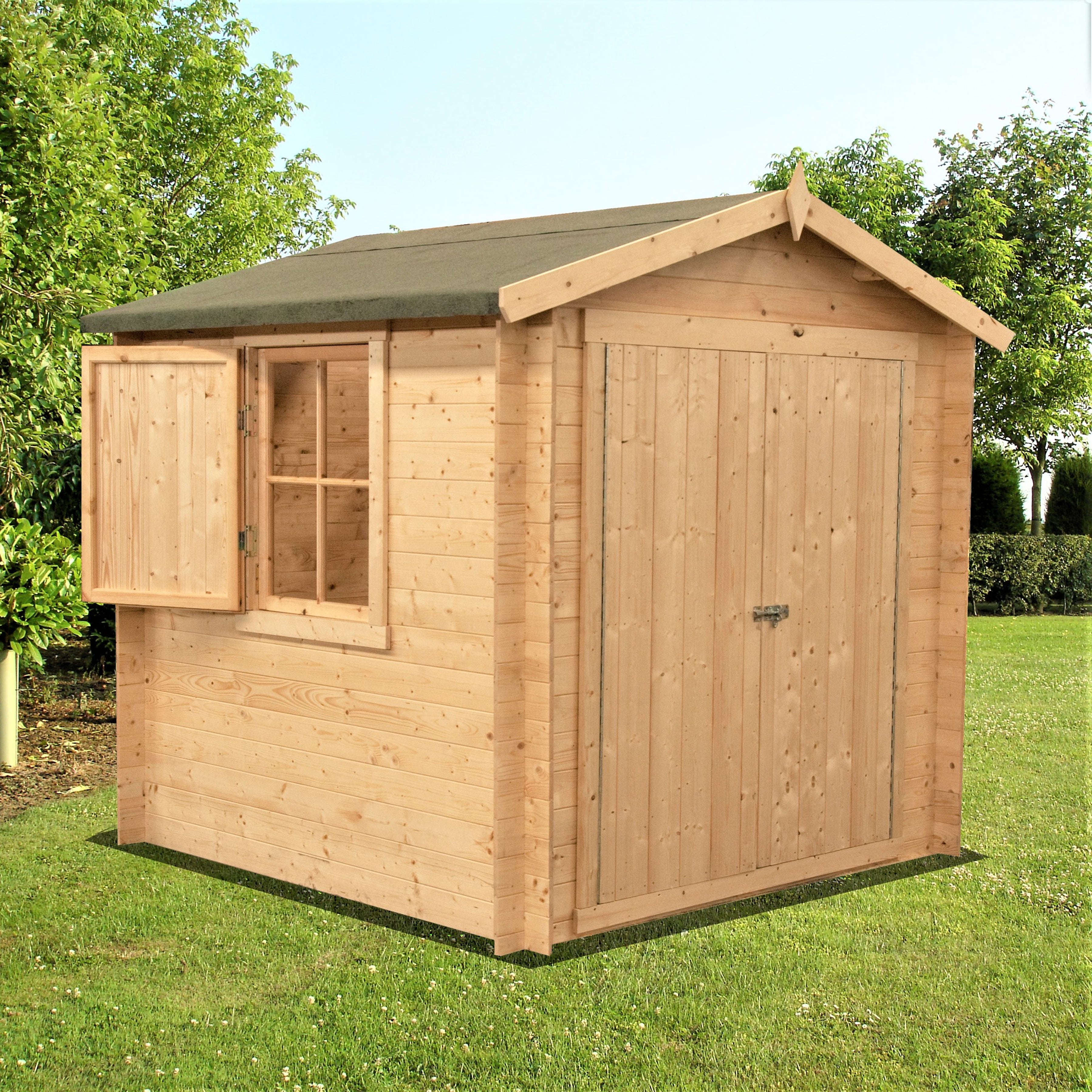 Shire Bradley 19mm Log Cabin (8x8) BRLY0808L19-1AA 5060437984491 - Outside Store