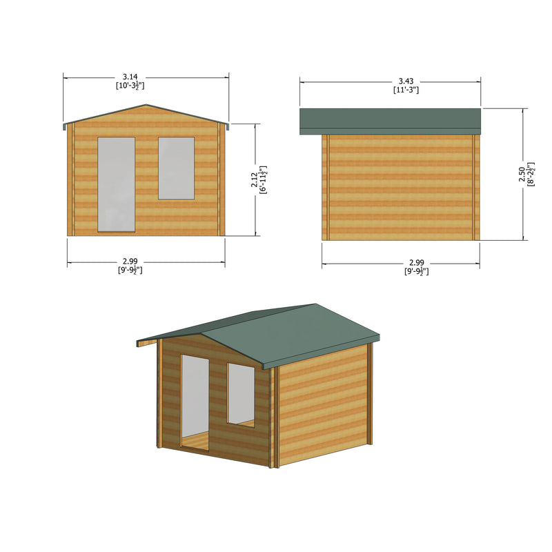 Shire Bucknells 28mm Log Cabin (10x10) BUCN1010L28-1AA - Outside Store