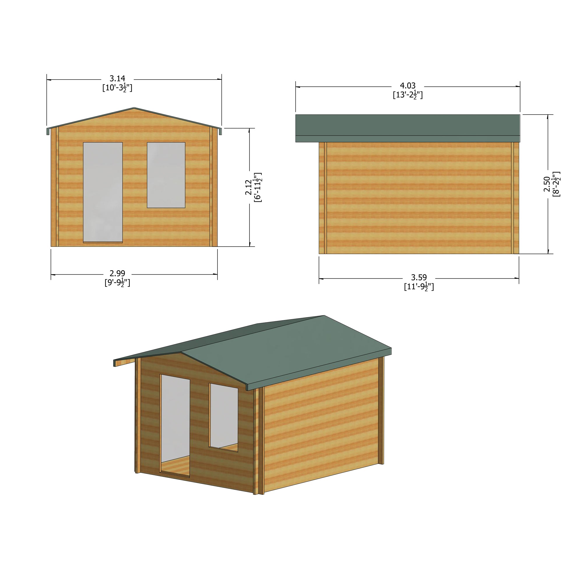 Shire Bucknells 28mm Log Cabin (10x12) BUCN1012L28-1AA - Outside Store