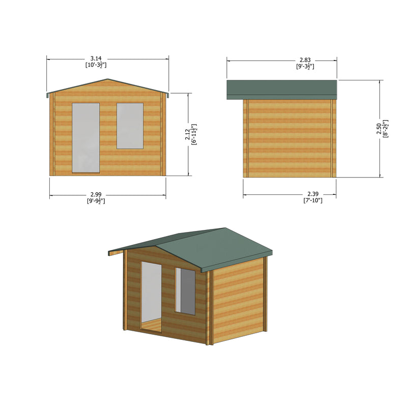 Shire Bucknells 28mm Log Cabin (10x8) BUCN1008L28-1AA - Outside Store