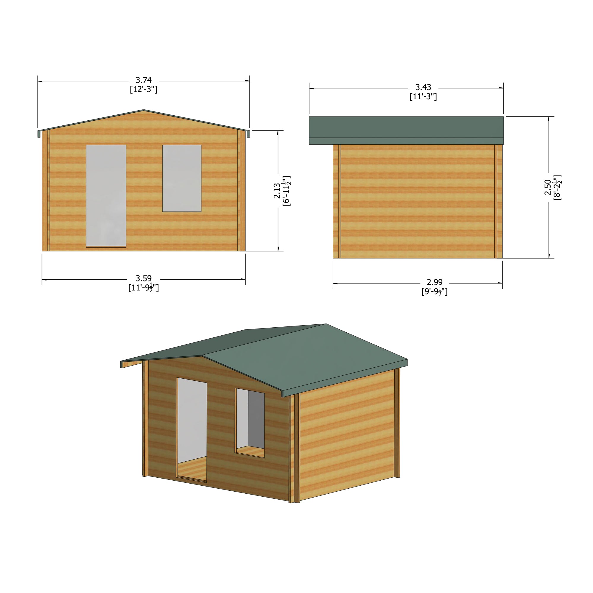 Shire Bucknells 28mm Log Cabin (12x10) BUCN1210L28-1AA - Outside Store