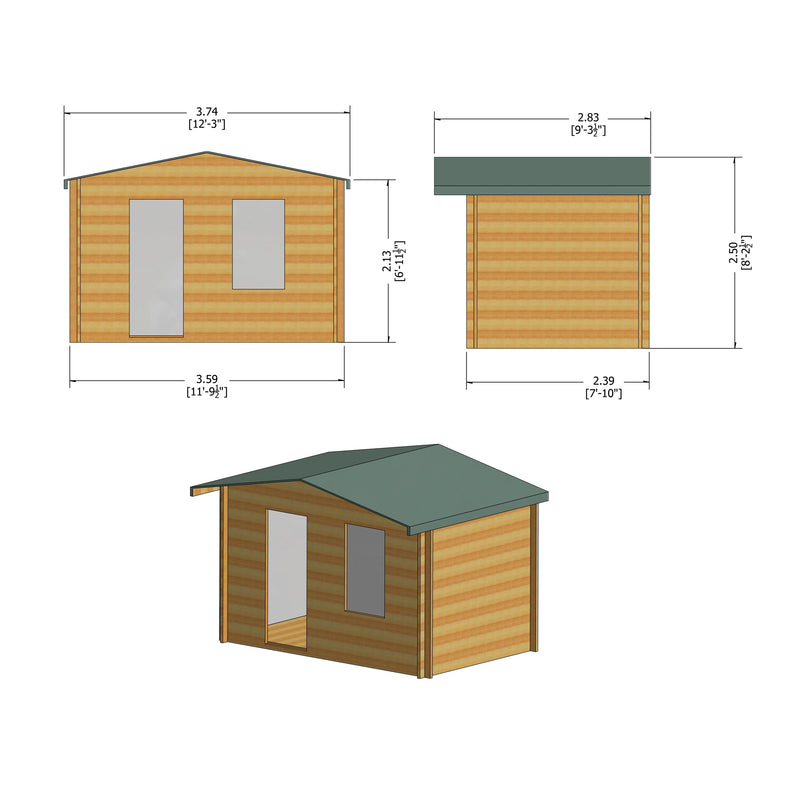 Shire Bucknells 28mm Log Cabin (12x8) BUCN1208L28-1AA - Outside Store