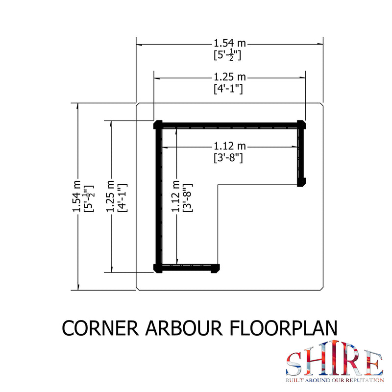 Shire Pressure Treated Corner Arbour CNAR0404PSL-1AA 5060437982220 - Outside Store