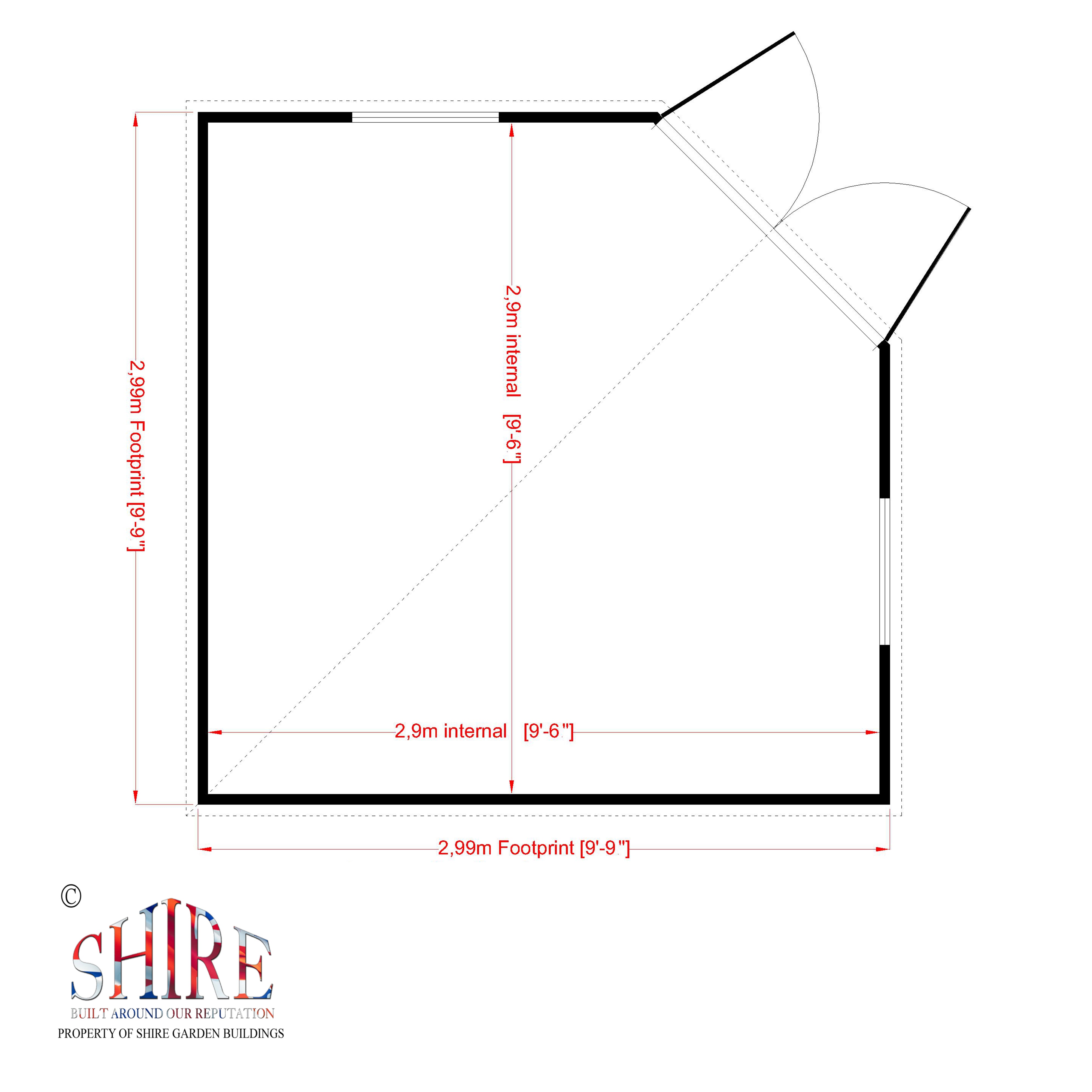 Shire Corner Shed Premium (10x10) CNRS1010DSL-1AA 5019804101009 - Outside Store