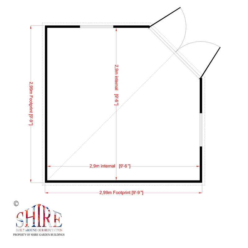 Shire Corner Shed Premium (10x10) CNRS1010DSL-1AA 5019804101009 - Outside Store